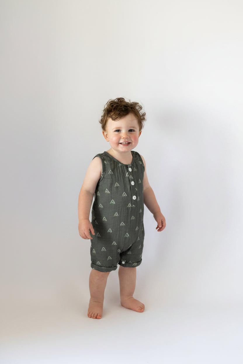 Evergreen Trail Cotton Romper