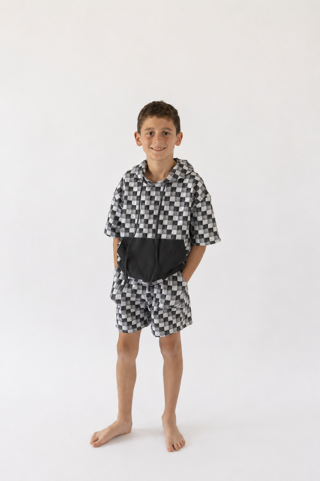 Urban Check Short Sleeve Sweatshirt Set