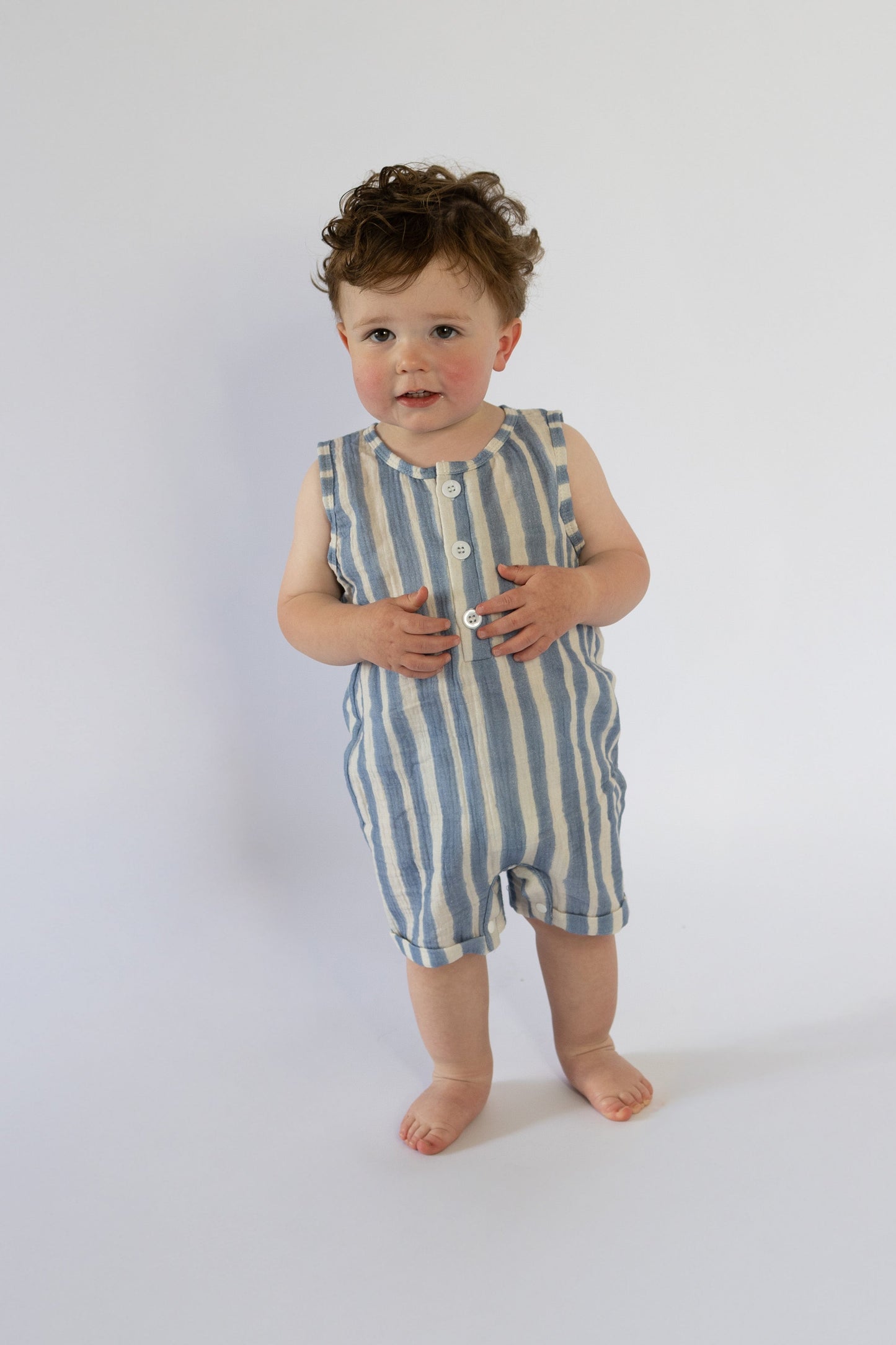 Shoreline Stripes Cotton Romper