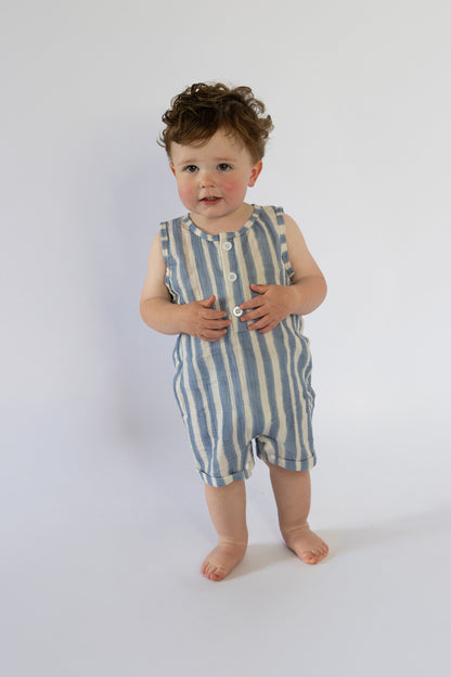 Shoreline Stripes Cotton Romper