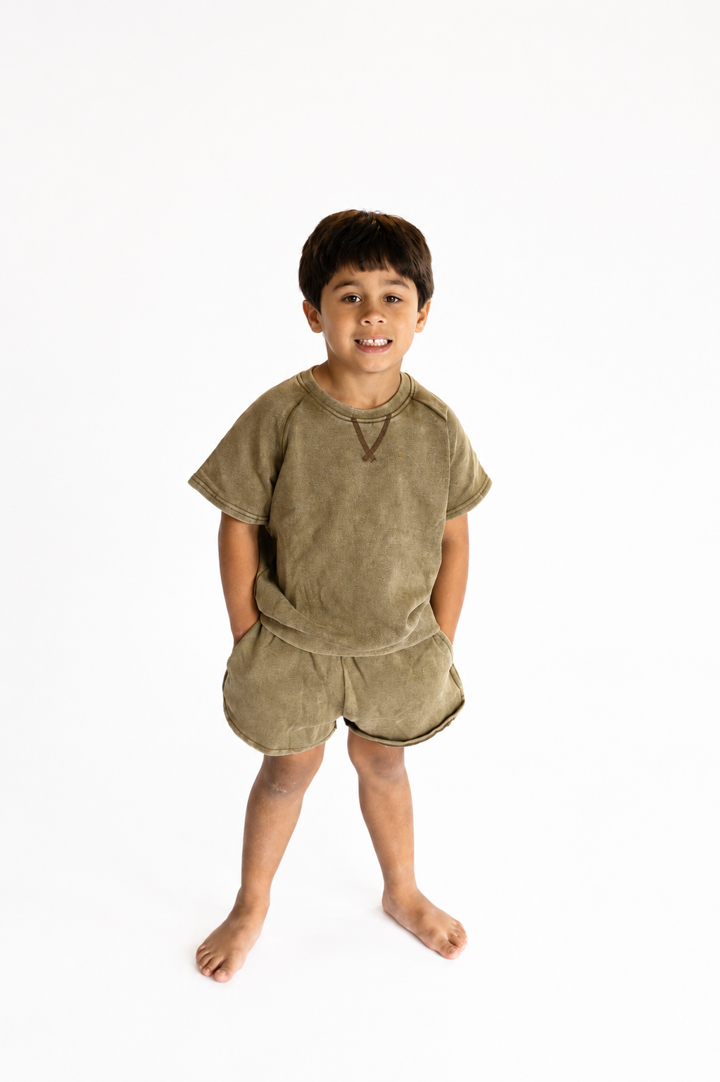 Imperfect Khaki Acid Wash Two-Piece Set *Final Sale*