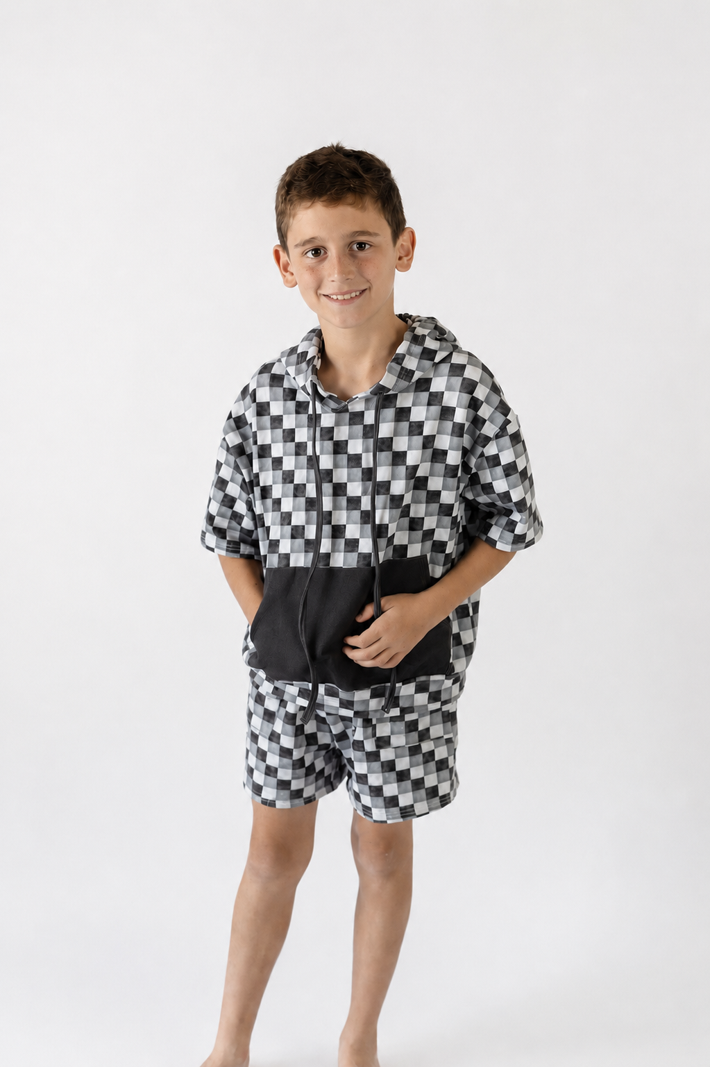 Urban Check Short Sleeve Sweatshirt Set
